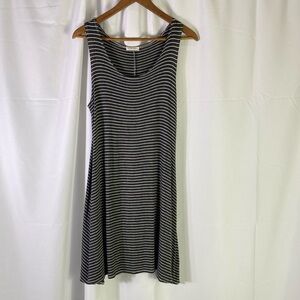 Olivia Rae sleeveless tank dress, lightweight flowy, dark grey and white stripe.